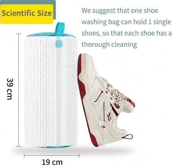 BOTC Schoenen Waszak Set - 2 Stuks - Herbruikbare Waszak voor Schoenen – 360° Diepe Reiniging met Microvezel - Beschermende Schoenen Waszak voor Wasmachine en Droger - Wit en blauw