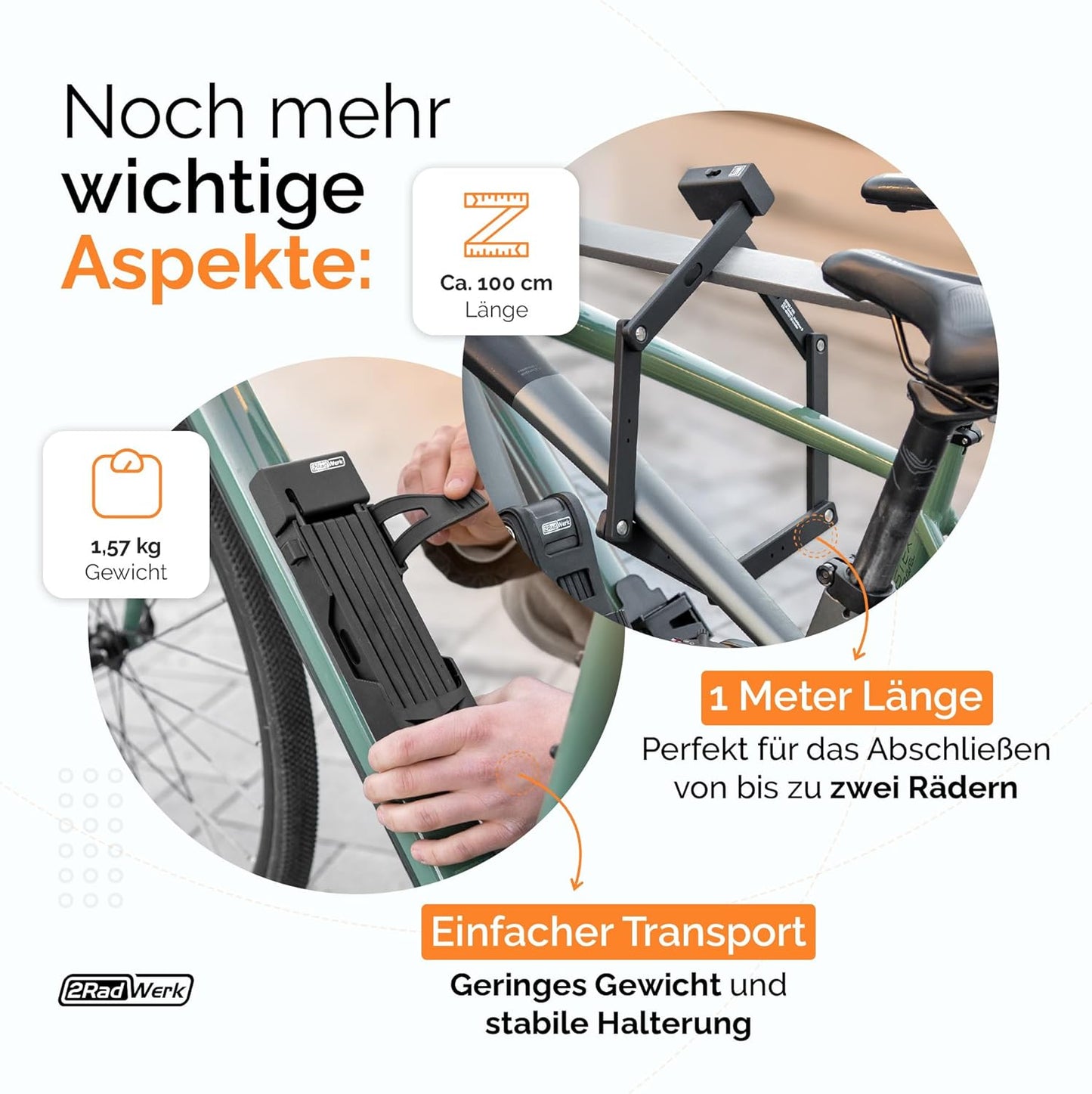 2Radwerk Fietsslot Secure Fold ART-Gecertificeerd Vouwslot - Hoge Veiligheid E-bike & Fiets - 100 cm - Zwart
