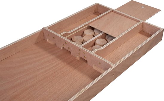 Sjoelbak Wedstrijd Hout 200 cm – Inclusief 30 Sjoelstenen – Houten Multiplex Shuffleboard voor Thuis & Recreatie – Gezelschapsspel – Longfield