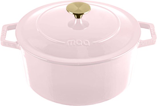 MOA Gietijzeren Braadpan - 5,7L Stoofpot - Voor Alle Warmtebronnen incl. Inductie - Met Deksel - Ø 26cm - Anti-Aanbaklaag - BPA-Vrij - Lila