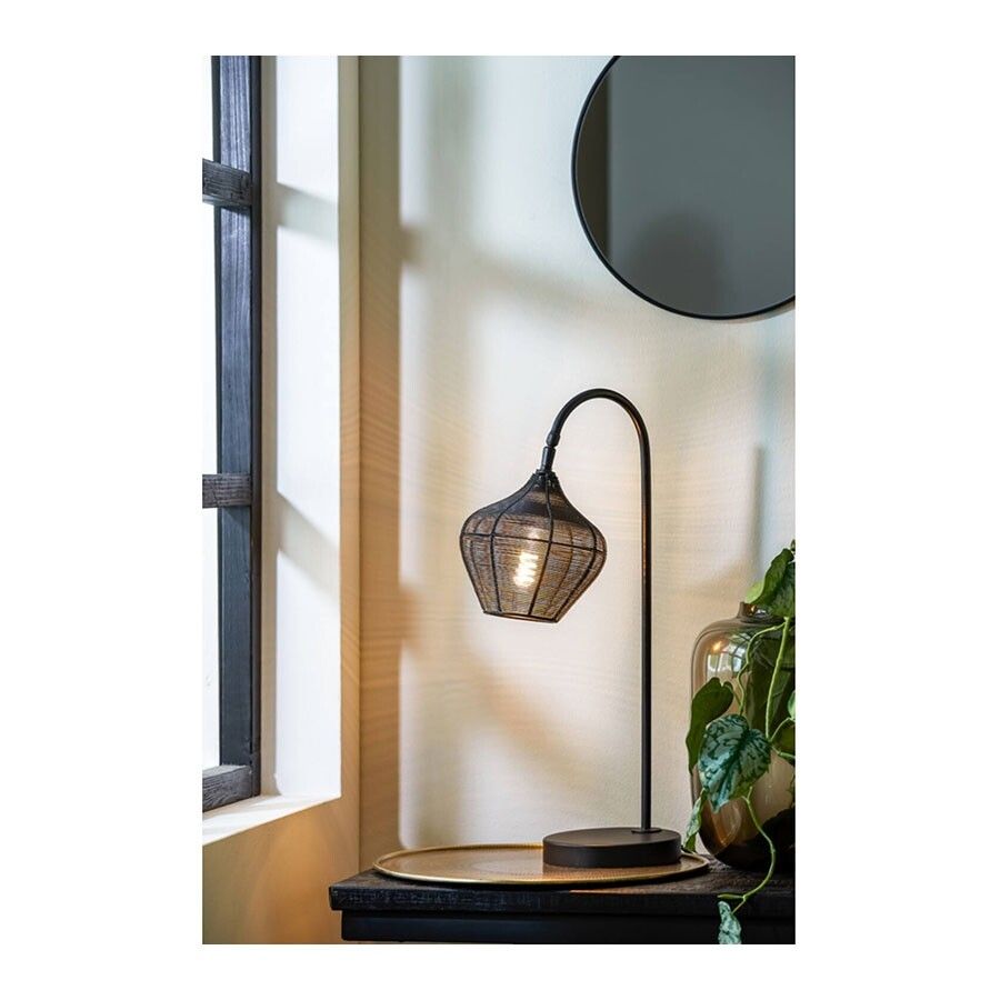 Light & Living Tafellamp Bendigo – Industriële Booglamp – Matzwart – E27 – 61 cm Hoog