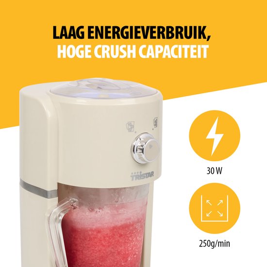 Tristar KD-7310 - Ijscrusher Slushy maker - 30W - 1,1 Liter - Creme wit