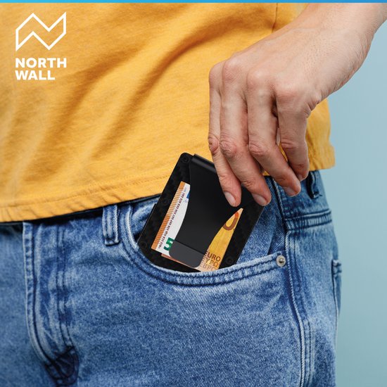 Northwall Pasjeshouder - Carbon Creditcardhouder met Geldclip - Money clip - RFID Anti-Skim - Maximaal 12 pasjes