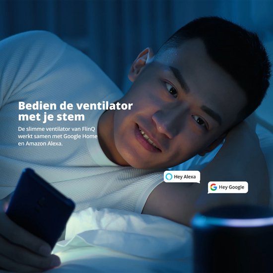 FlinQ Statiefventilator -  Stil  met 90° Draaibeweging - Bedienen met App of Afstandsbediening - Wit