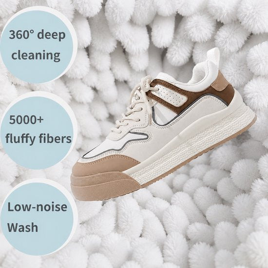 BOTC Schoenen Waszak Set - 2 Stuks - Herbruikbare Waszak voor Schoenen – 360° Diepe Reiniging met Microvezel - Beschermende Schoenen Waszak voor Wasmachine en Droger - Wit en blauw