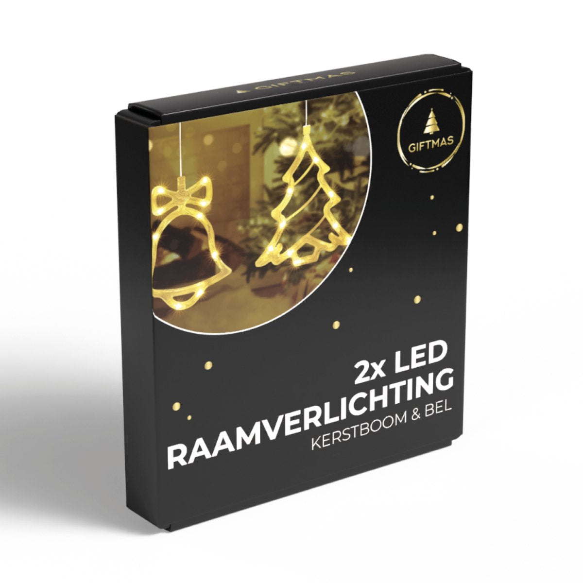 Giftmas LED Hangdecoratie Kerstbel & Kerstboom Warm Wit 14x18,3 cm - Op Batterijen - Raamdecoratie Voor Binnen