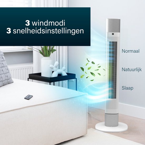 Slimme Torenventilator – Bladloos – Met App & Afstandsbediening – Timer – Energiezuinig – Princess 358275 – Wit