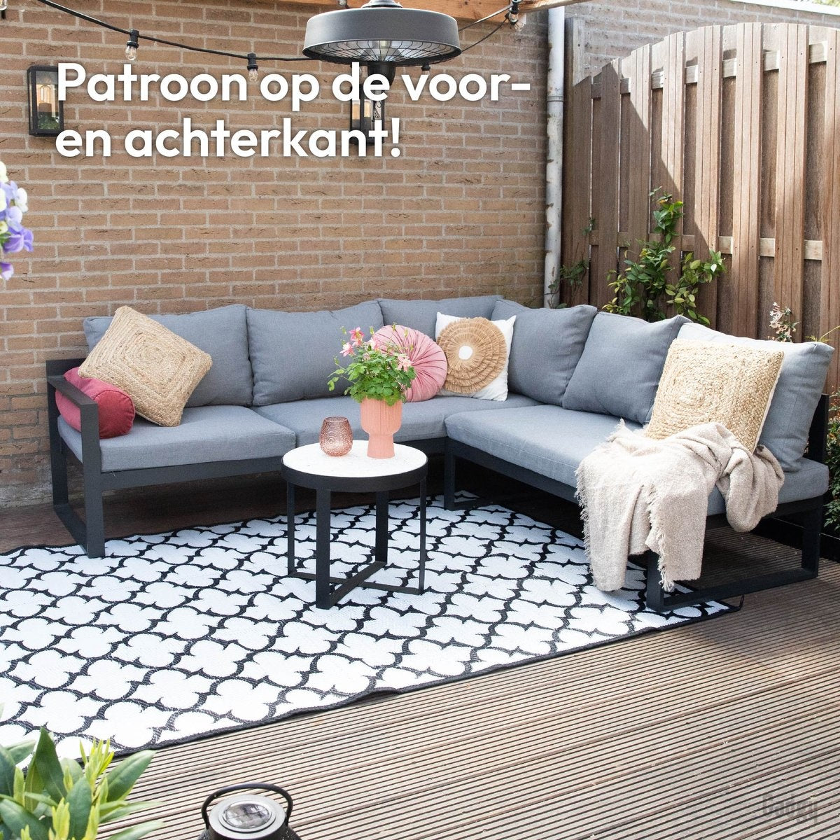 Gadgy Picknickkleed XL - Omkeerbaar - Incl. Draagtas - 230x160 cm - Wit/Zwart