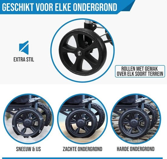 Strex Boodschappentrolley met Wielen - Opvouwbaar - Afneembare Boodschappentas - Boodschappenwagen