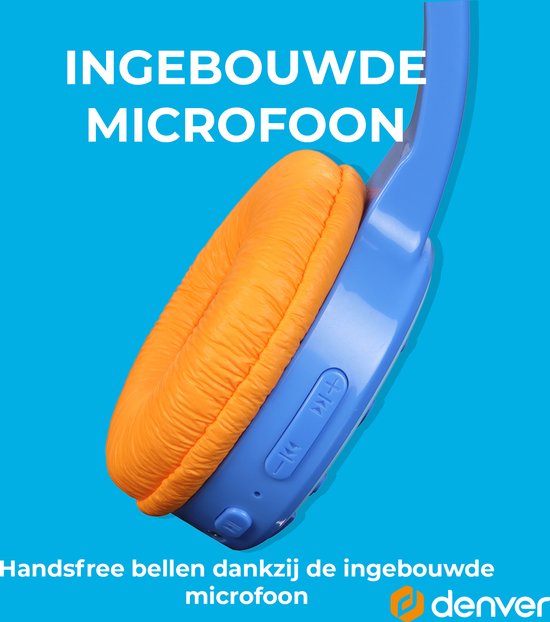 Denver Koptelefoon Kinderen - Bluetooth - Draadloos - Tot 85db - Kinder Koptelefoon - Ingebouwde Microfoon - BTH107BU