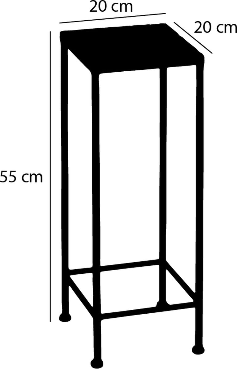 Mica Decorations Odile Bijzettafel Set van 3 – Metaal – Bruin/Wit – 28x28x67 cm, 24x24x61 cm, 20x20x55 cm