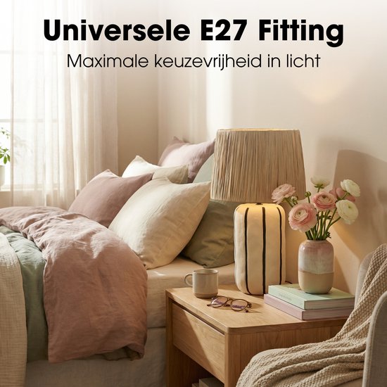 Mica Decorations Denton Tafellamp Woonkamer - Lamp Decoratief met Lampenkap - Bureaulamp Tafellampen Woonkamer - 48 x ⌀28 cm - Keramiek, Metaal, Papier - Beige