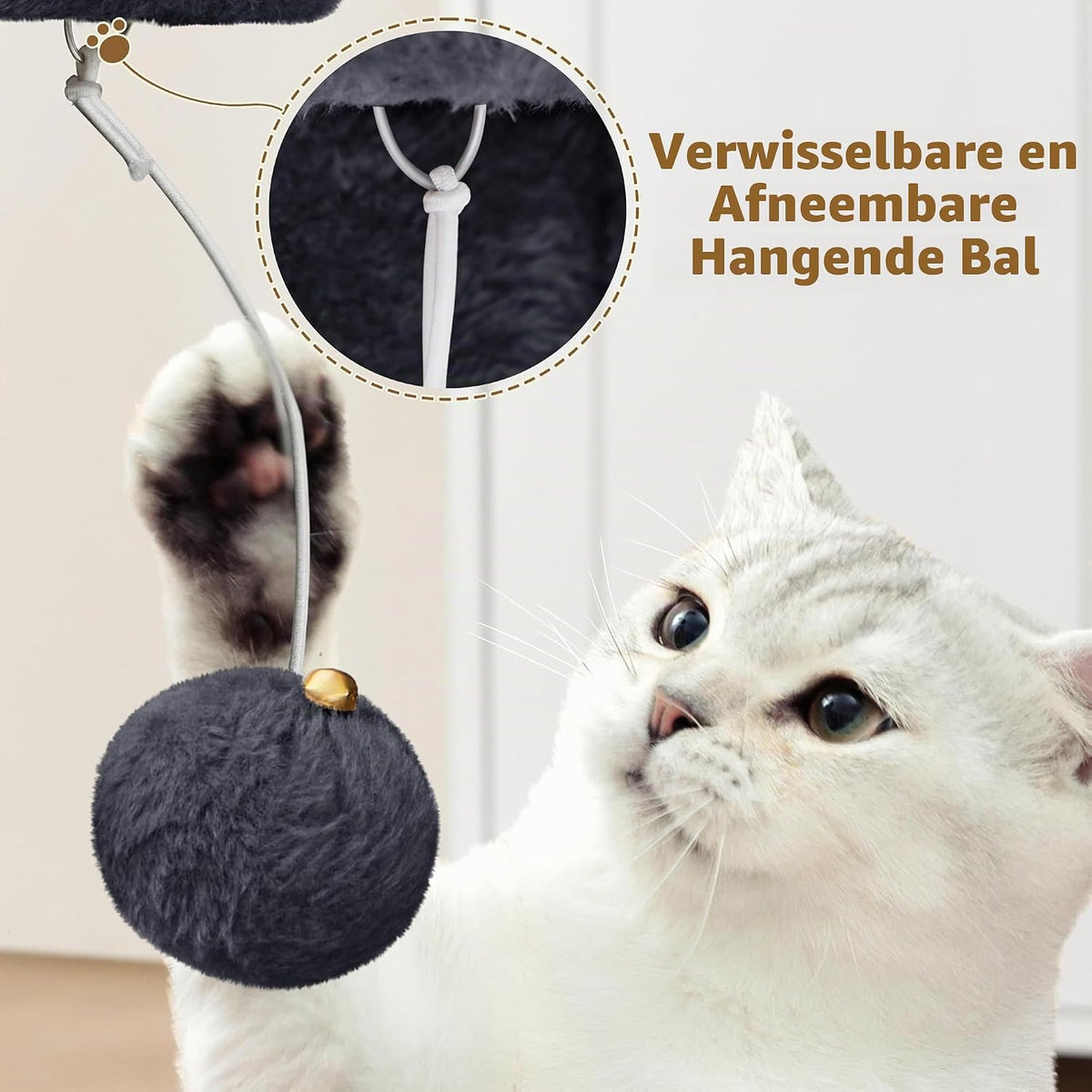 Yaheetech Krabpaal - Zwart - 40,5 x 40,5 x 58 cm - Met Kattenhol, Sisalpalen en Speelbal