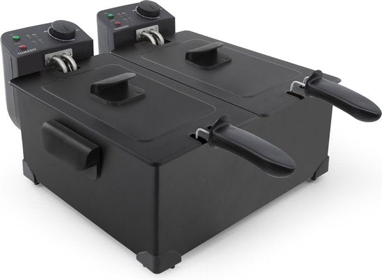 Tomado TDF6001B - Dubbele frituurpan - 2 x 3 liter - koude zone - zwart