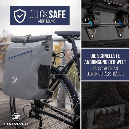 3-in-1 fietstas voor bagagedrager en rugzak - waterdicht - 27 liter - reflecterend - zadeltas voor fiets