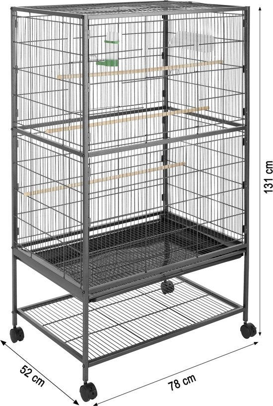 tectake® - Grote vogelkooi, volière 131cm hoog - 402287