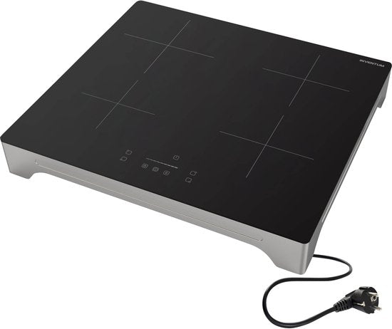 Inventum VKI6010ZIL - Vrijstaande inductie kookplaat - 4 kookzones - 1-fase plug en play - Zilver/Zwart