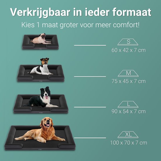 CozySense® Orthopedische Hondenmand 100x70 cm - Maat XL - Waterdicht Hondenbed met Wasbare Hoes - Geschikt Als Benchkussen - Zwart