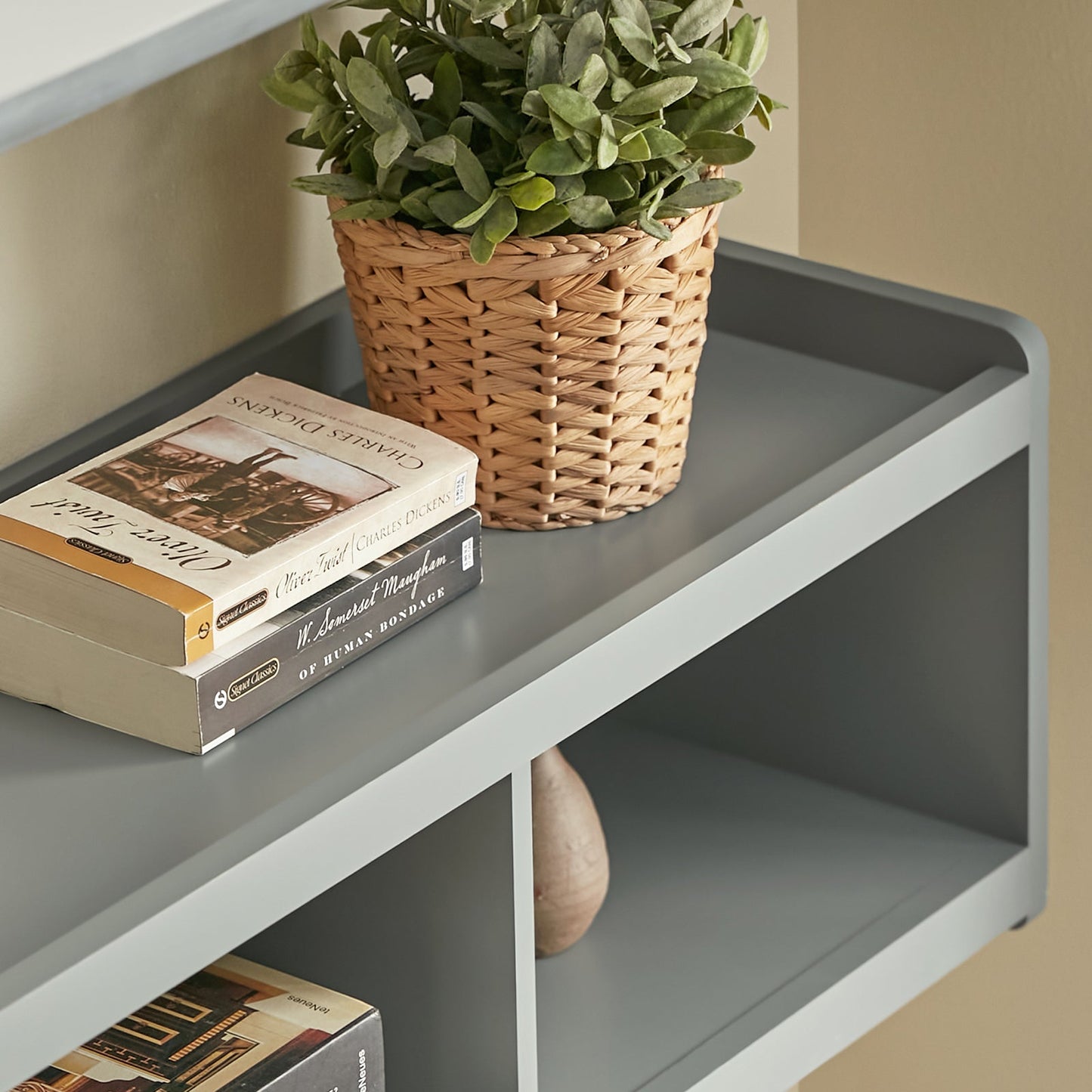 SoBuy Wandkapstok - 4 Dubbele Haken - 3 Open Vakken - 100 x 25 x 35 cm - Grijs