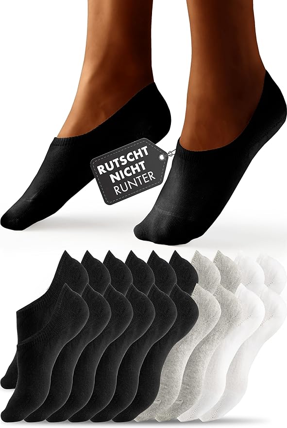 Heldenwerk Enkelsokken - 10 paar - Unisex - 35-38 - Zwart, Grijs en Wit