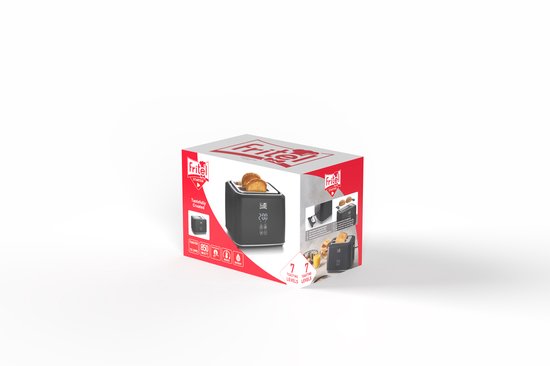 FRITEL Toaster TO 2995 - Stijlvolle Broodrooster - 2 Sleuven - 7 Toastniveaus - 850W - Touch Display - Mat Zwart - Uitneembare kruimellade + Broodjesopzet