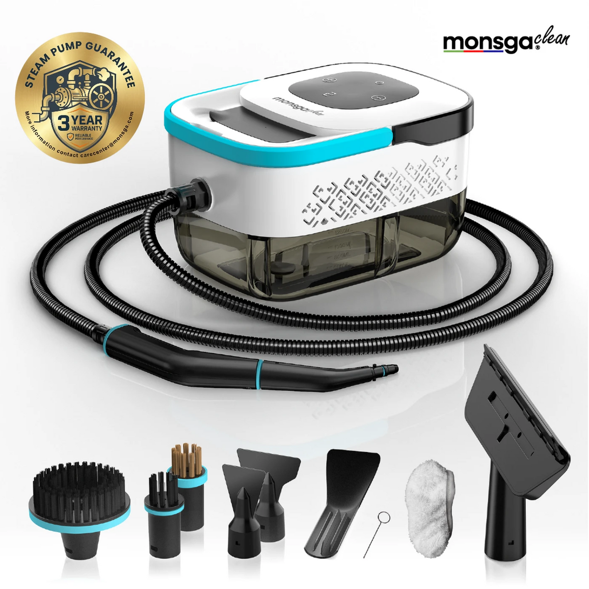 Monsga Stoomreiniger 1500 W – 3,5 Bar – 1,6 L – 15 sec Opwarmtijd – Wit