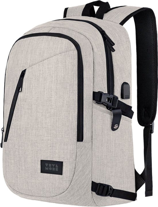 TRVLMORE Rugtas - 25L - 15,6 Inch - Laptop Rugzak met USB - Schooltas - Heren en Dames - Tas Champagne