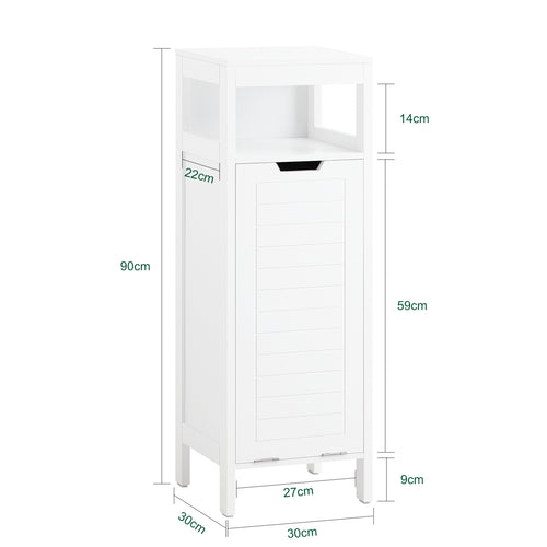 SoBuy Badkamerkast met 1 lade - Incl. 1 uitneembare wasmand - 30 x 30 x 90 cm - Max. 15KG - Wit