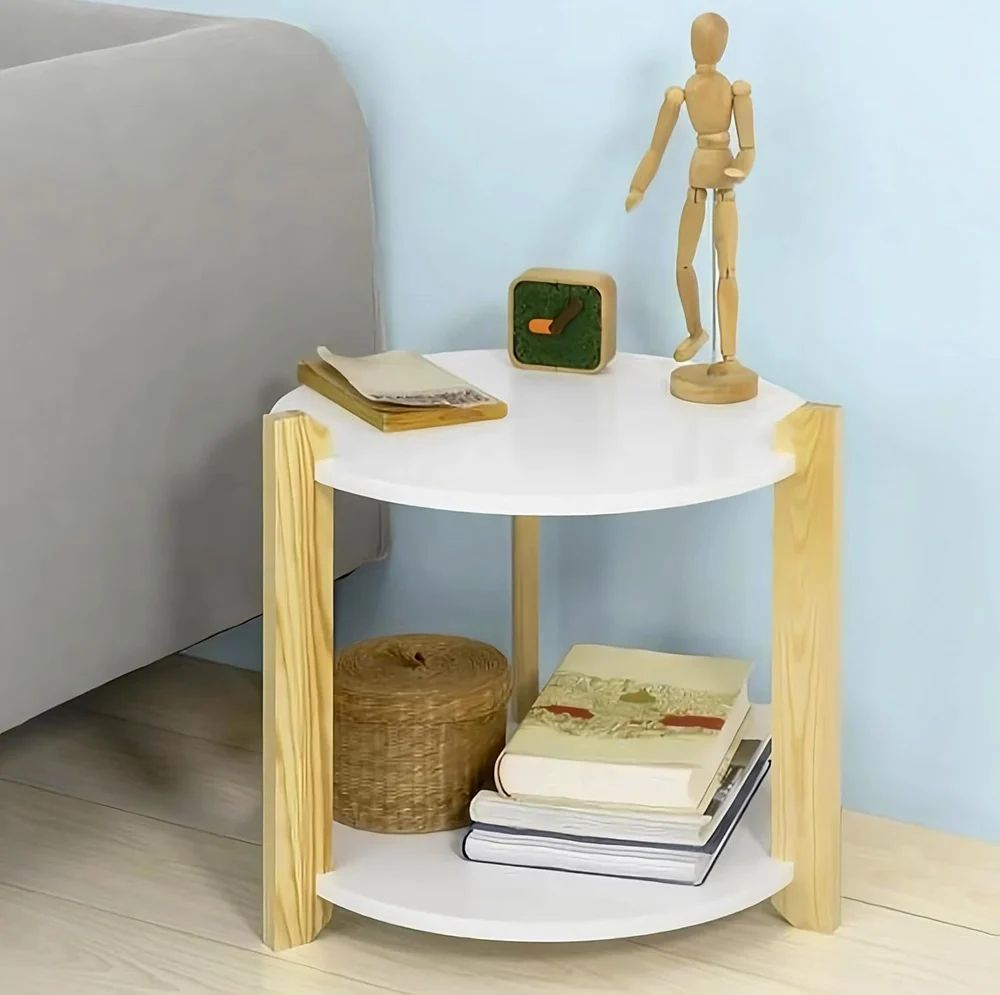 SoBuy Bijzettafel - Hout - Ø31 cm - Wit
