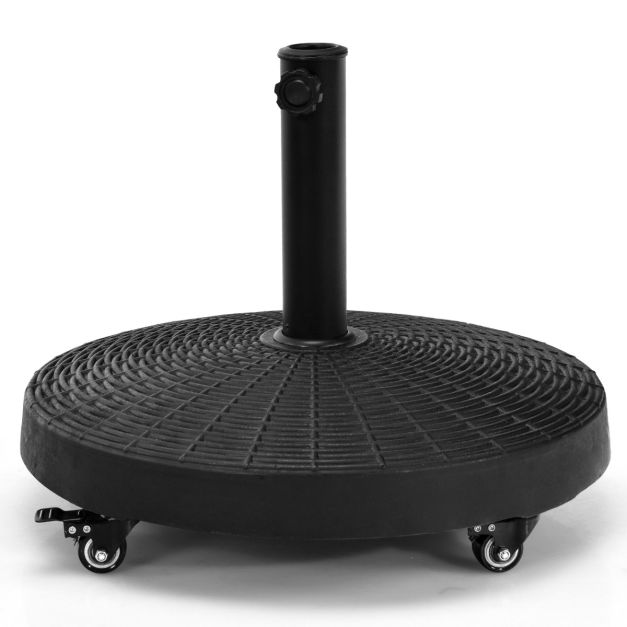 Coast Zwarte Parasolstandaard met Wieltjes – 23 kg, Ø52 cm, Hoogte 43,5 cm – Geschikt voor 38/48 mm Parasolstangen