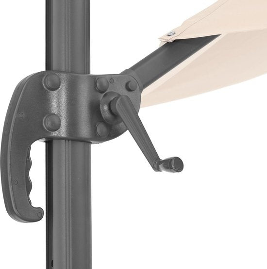 tectake® - Parasol met UV-bescherming - Draaimechanisme met voetpedaal - Kantelbaar in 6 standen - Incl. beschermhoes - beige