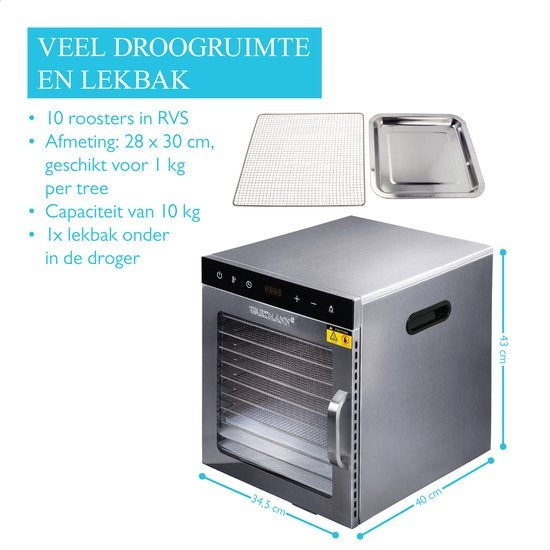 Wartmann 2110 DH voedseldroger, droogoven, dehydrator, RVS, 10-laags.