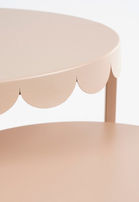 Mica Decorations Lara Bijzettafel - Set van 2 - H51 x Ø40 cm - Metaal - Lichtroze
