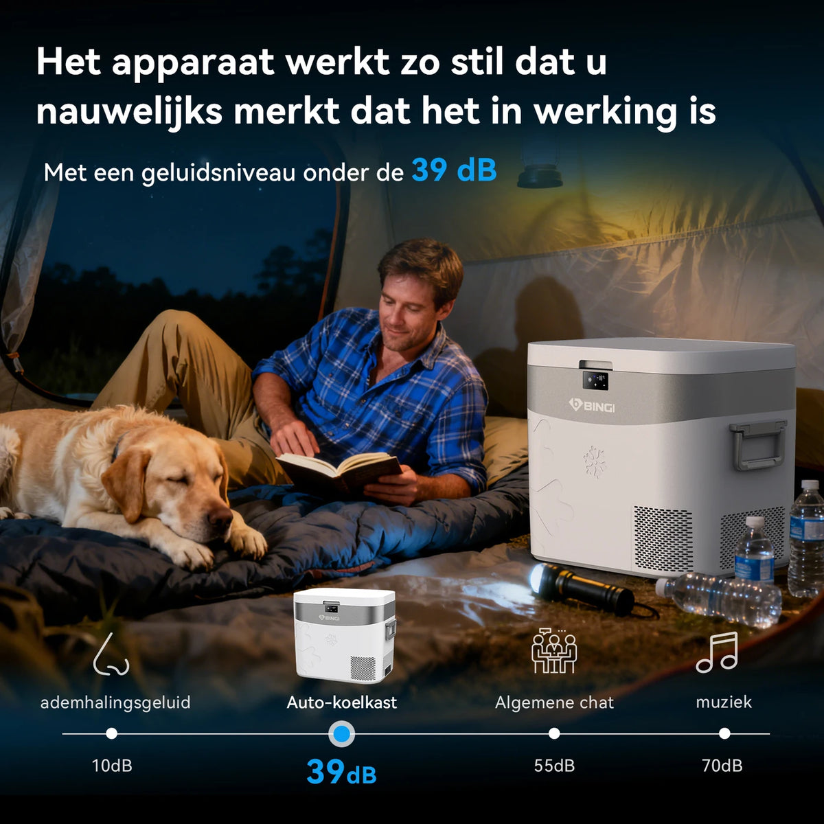 Bingi Compressor Koelbox 22 Liter - Koelen en Vriezen -18 tot 15 °C - 12/24 V en 230 V - Voor Auto, Camper en Camping