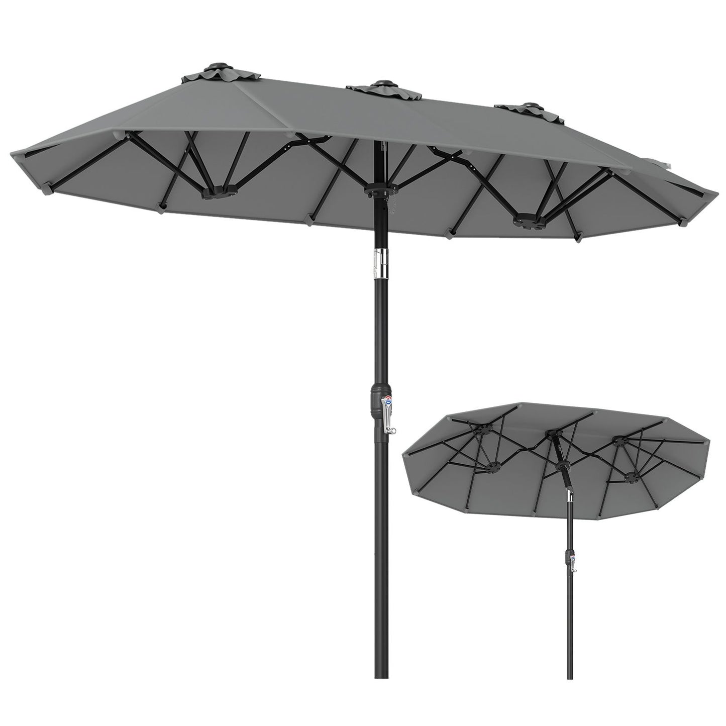 Coast Dubbele Parasol 300 x 160 cm - Rechthoekig - Kantelbaar - Grijs