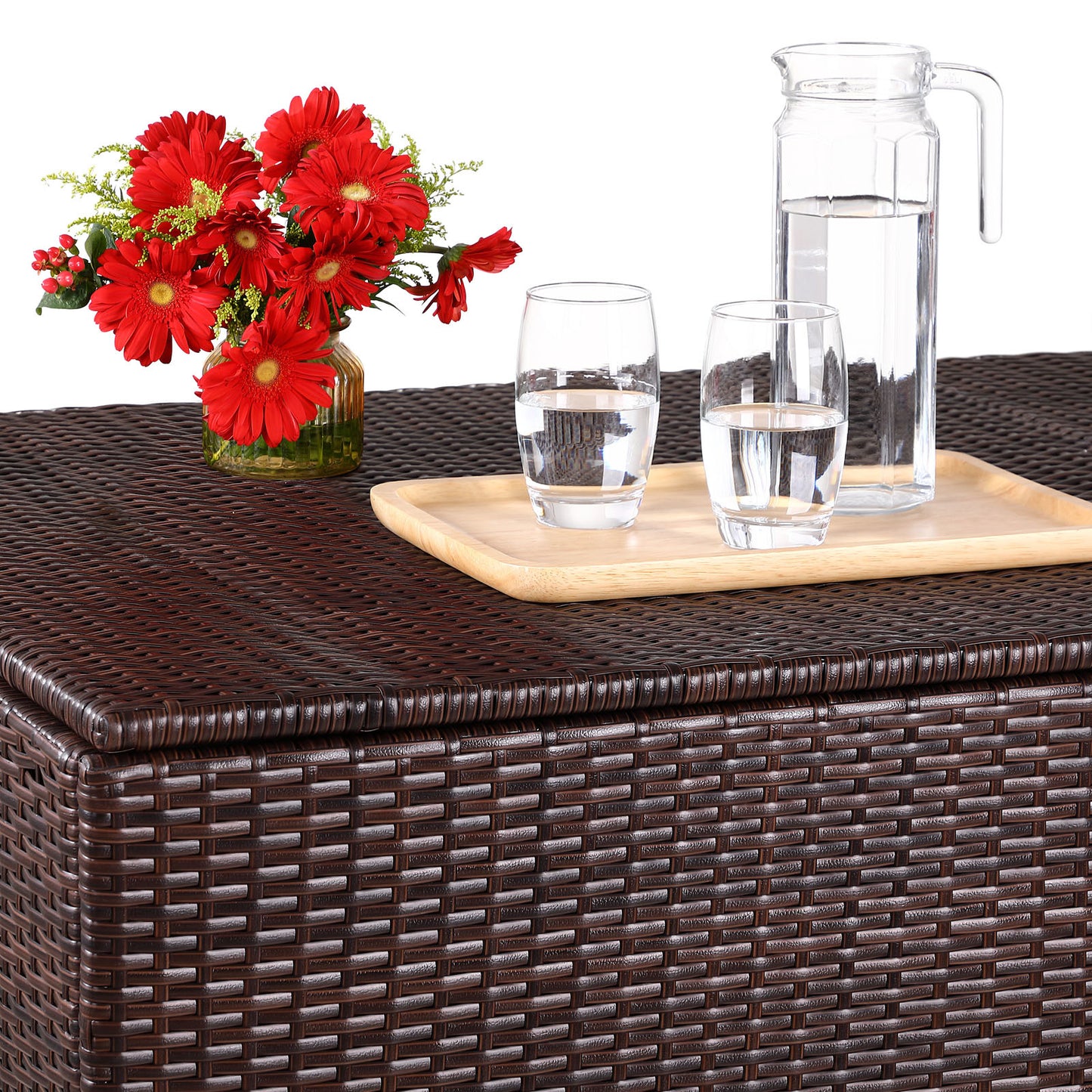 Casaria Poly Rattan Opbergdoos - bruin - 75x75x70 cm - met waterafstotende zak