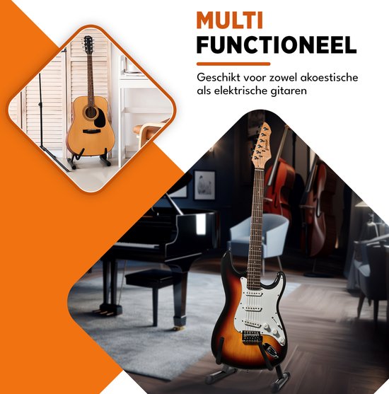 Finesse Gitaarstandaard – Universeel – Akoestisch & Elektrisch – Zwart