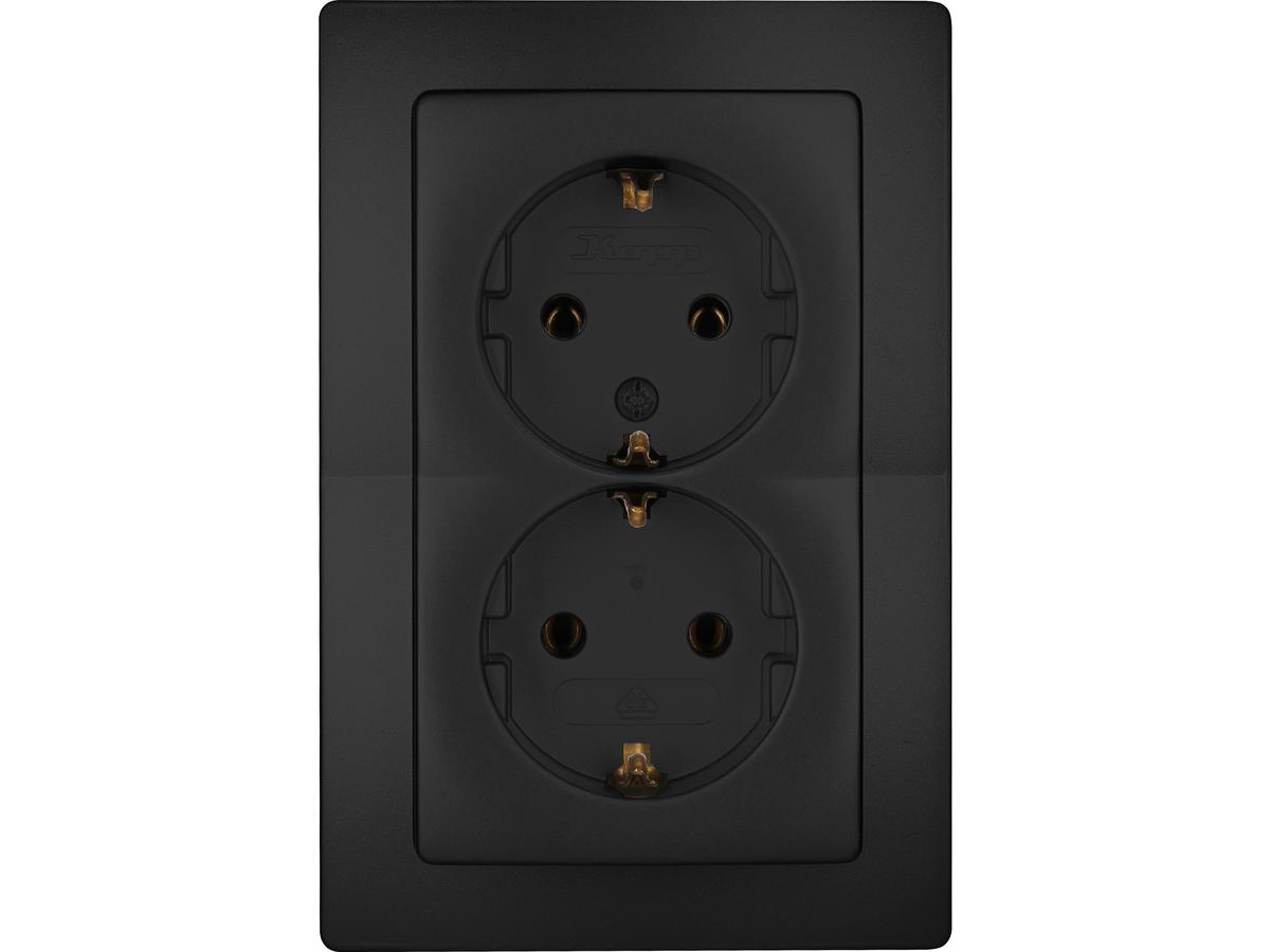 Kopp Paris Wandcontactdoos - Tweevoudig - mat-zwart - set van 3 stuks
