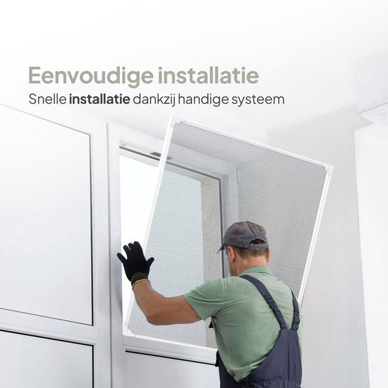 O'DADDY® Magnetische Raamhor - 150x150 cm - Aanpasbaar Vliegengaas - Met Witte Rand en Zwart Gaas - Horrengaas - Veelzijdig en Gemakkelijk te Monteren