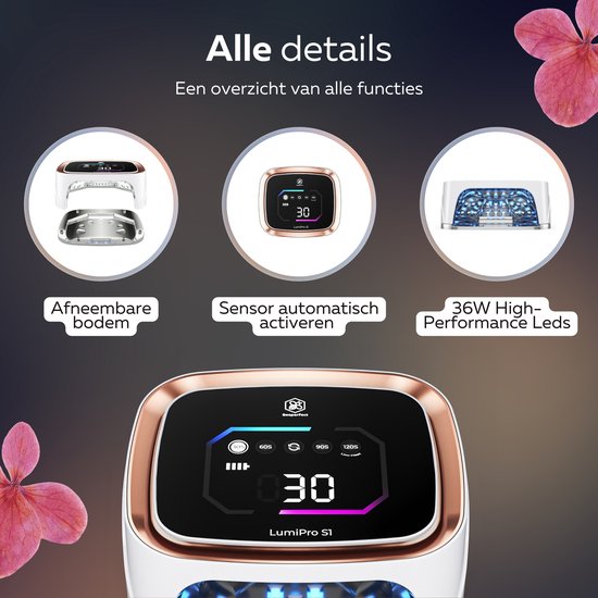 Beeperfect® UV Lamp Gelnagels - Nagellamp - UV Led - Nageldroger - Draadloos - Reflecterende binnenkant - Rose Goud