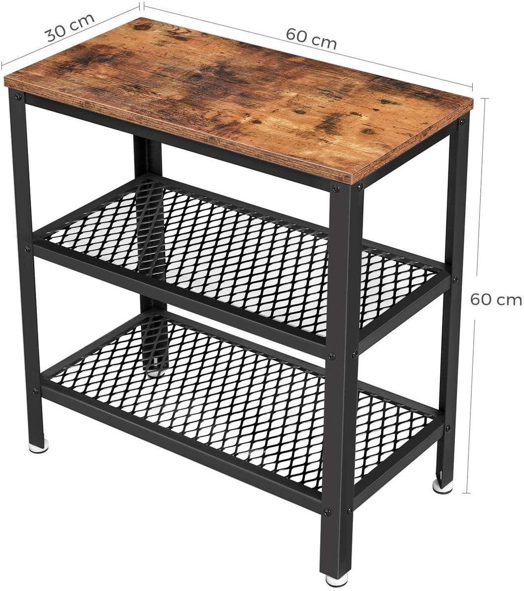 O'DADDY® Wandtafel - Sidetable Industrieel - met 2 gaasplanken - bijzettafel 60x30x60 cm - Haltafel - kleur bruin