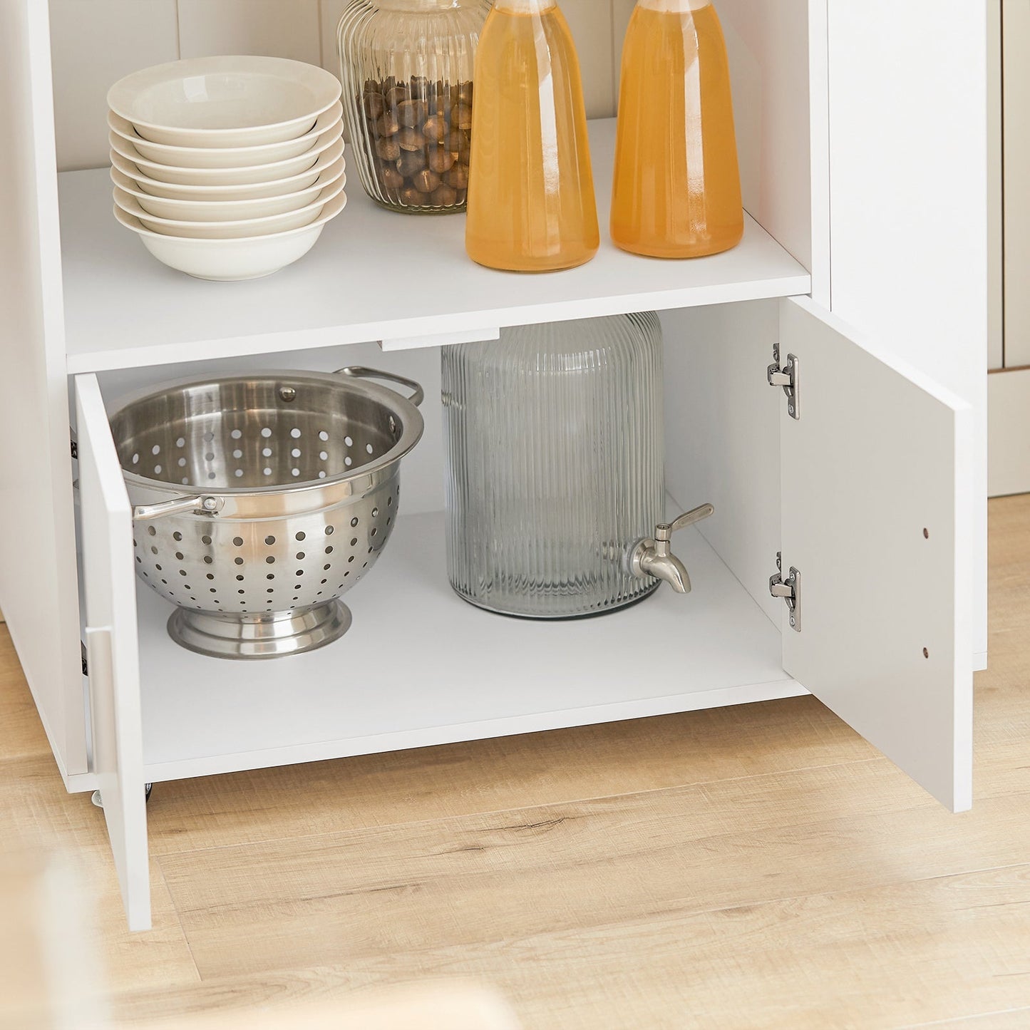 SoBuy Keukenwagen met 1 lade, 2 deuren & 3 opbergplanken - Max. 75KG - 75 x 46 x 83 cm - Wit