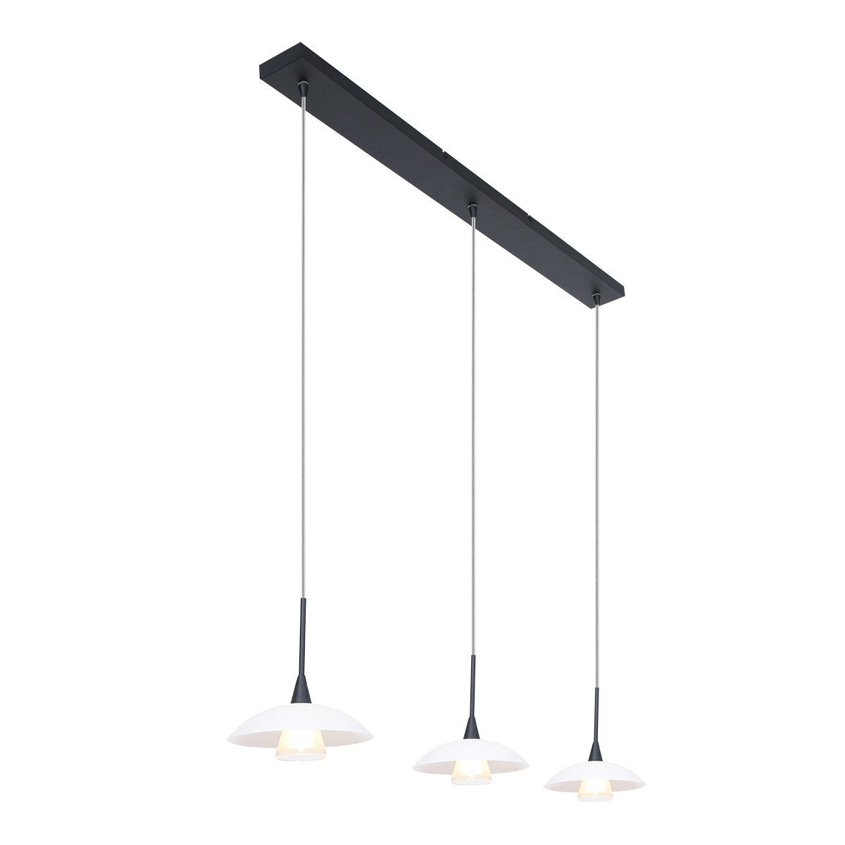 Hanglamp Tallerken 2654ZW Zwart - Modern, Hoogte Verstelbaar, Materiaal: Glas en Metaal, Binnen, Steinhauer