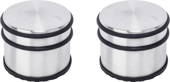 BRASQ Set van 2 Deurstoppers - Deurstopper RVS met anti slip - 1,1 Kg Voor binnen en buiten - Deurbuffer ⌀9 x 7,5 cm