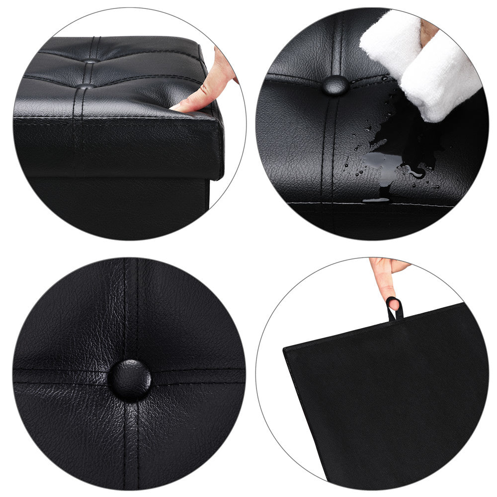Casaria Zitbank met Opbergruimte - 38x38x38cm 40L Kunstleer – Zwart