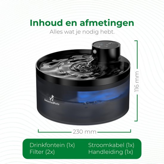 Selectedpets Drinkfontein kat - Draadloos - Met sensor - Inclusief twee filters