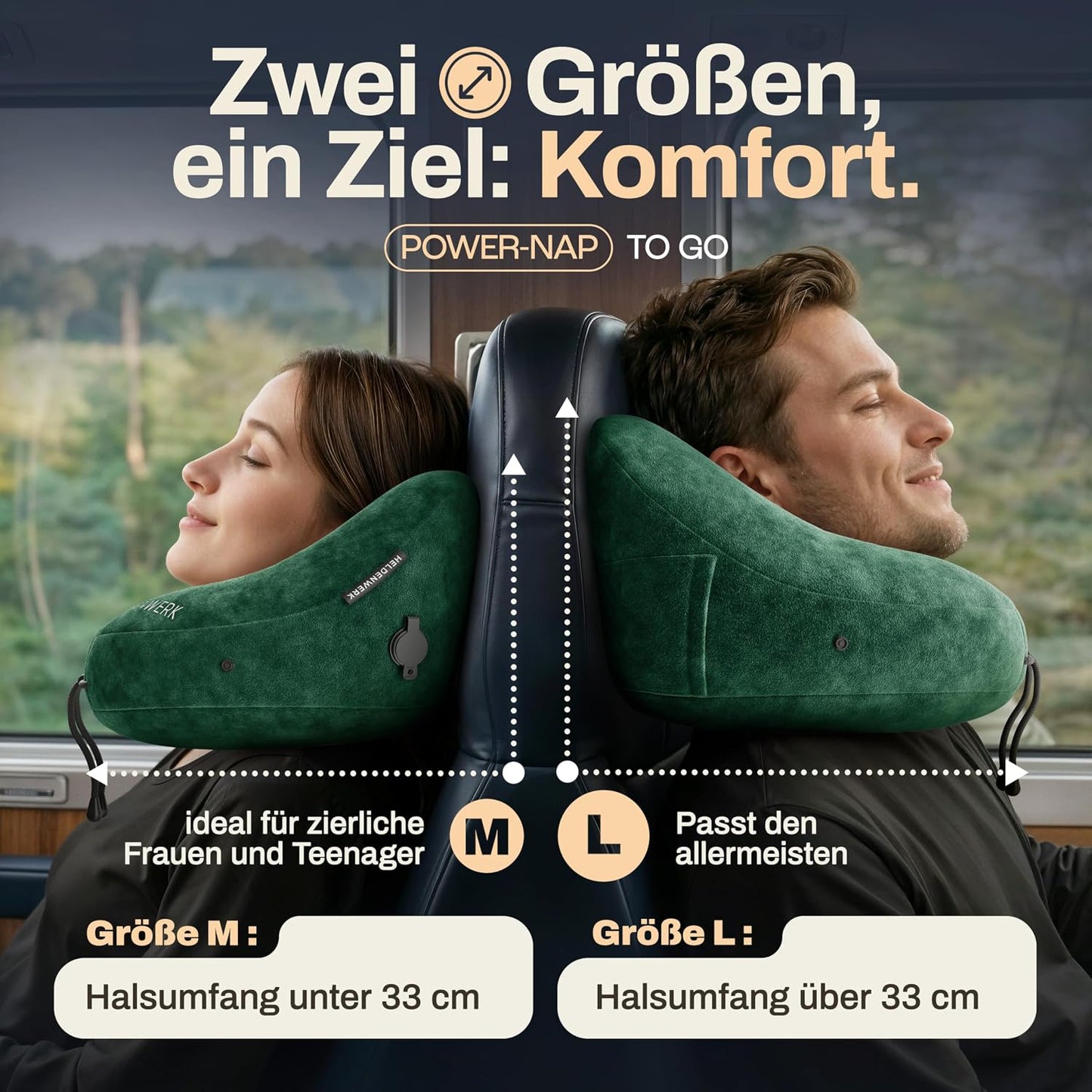 Heldenwerk® Premium Air Nekkussen – ErgoRing – Opblaasbaar – Met Capuchon & Oordopjes