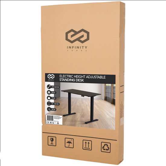 Infinity Goods Zit Sta Bureau Elektrisch Verstelbaar - 140 x 60 CM - Geheugenfunctie - Zwart