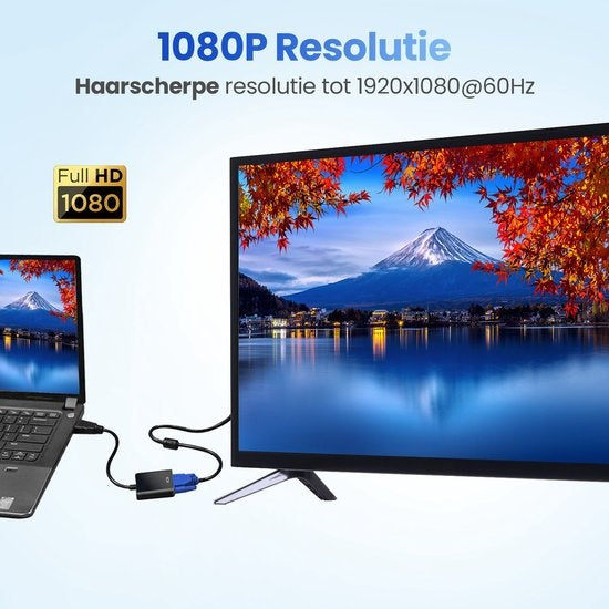 Garpex® HDMI naar VGA Adapter – HDMI naar VGA – Full HD 1080P – Male naar Female - HDMI Kabel - Extra Monitor