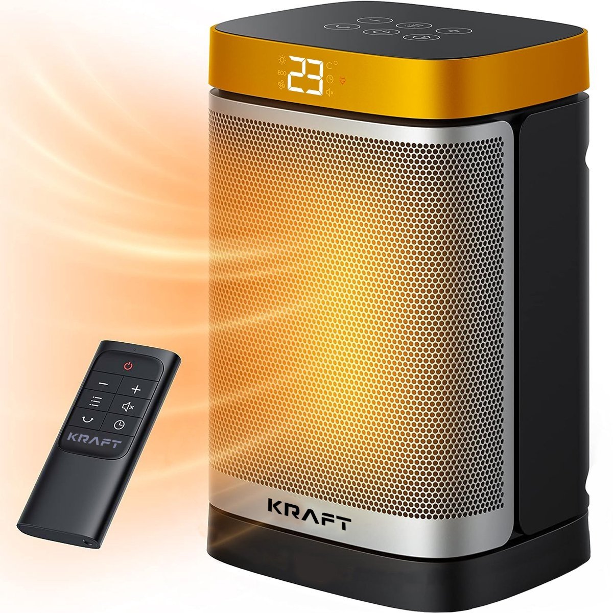 KRAFT Elektrische Kachel - Keramische Ventilatorkachel - Heater - Terrasverwarmer - Verwarming Electrisch - 1500W - 70° Draaifunctie